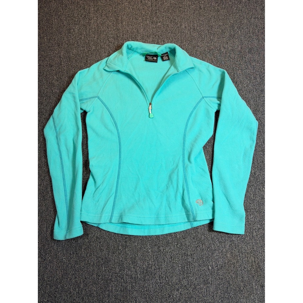 Mountain Hardwear Womens XS Turquoise Blue Quarter Zip Fleece Pullover Jacket